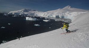 skiing to the ocean antartica