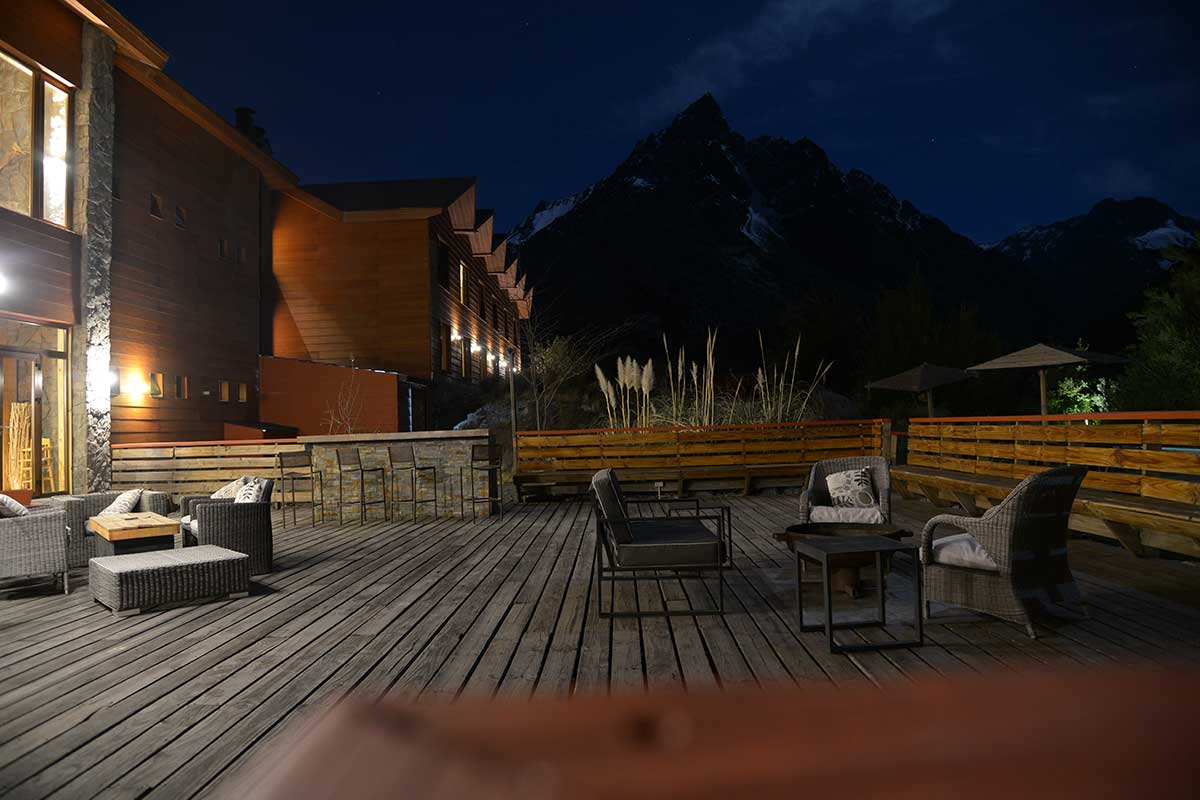 Puma Lodge deck at night