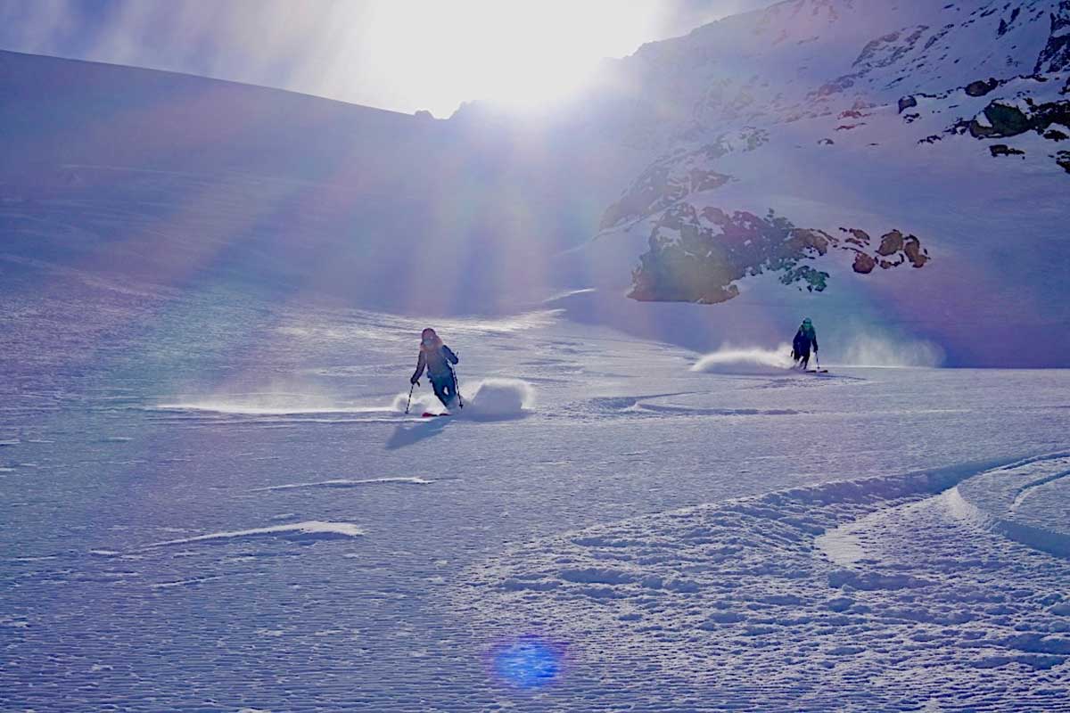 Clos Apalta Powder South Heli Skiing Turns in Sun